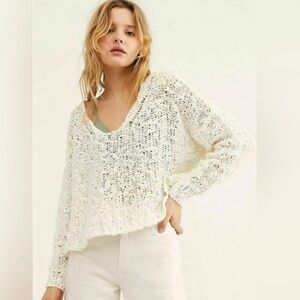Free People Sunday shore ivory color sweater. size L NWT